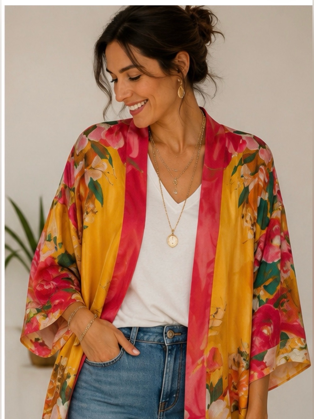 NWT Powder Limited Edition Impressionist Floral Kimono Jacket OS